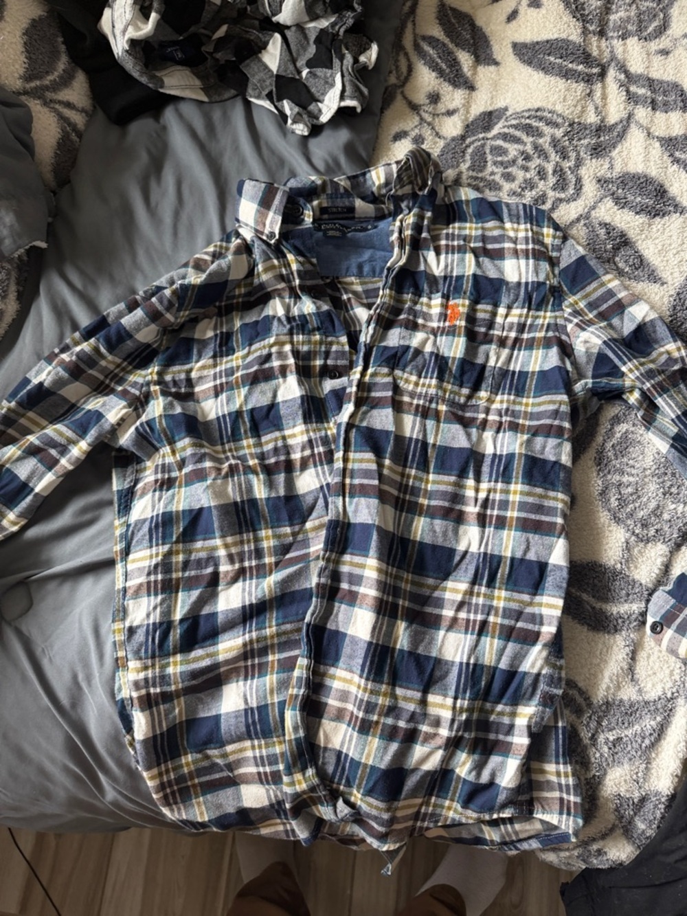 U.S. Polo Assn. Blue Chambray & Multi Plaid Button-Up Shirt